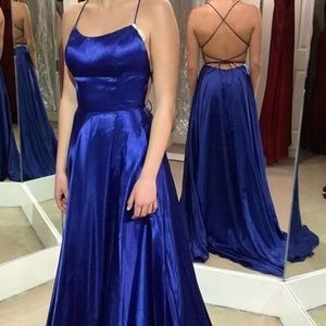 Royal blue prom dress.